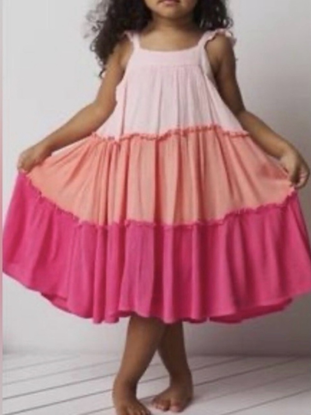 French Connection Girls' Pink Tiered Sundress - Casual Summer Dress